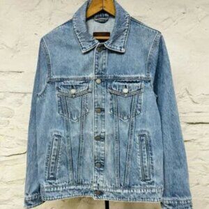 Abercrombie & Fitch Denim Jacket Jean Trucker Pockets Metal Buttons Distressed